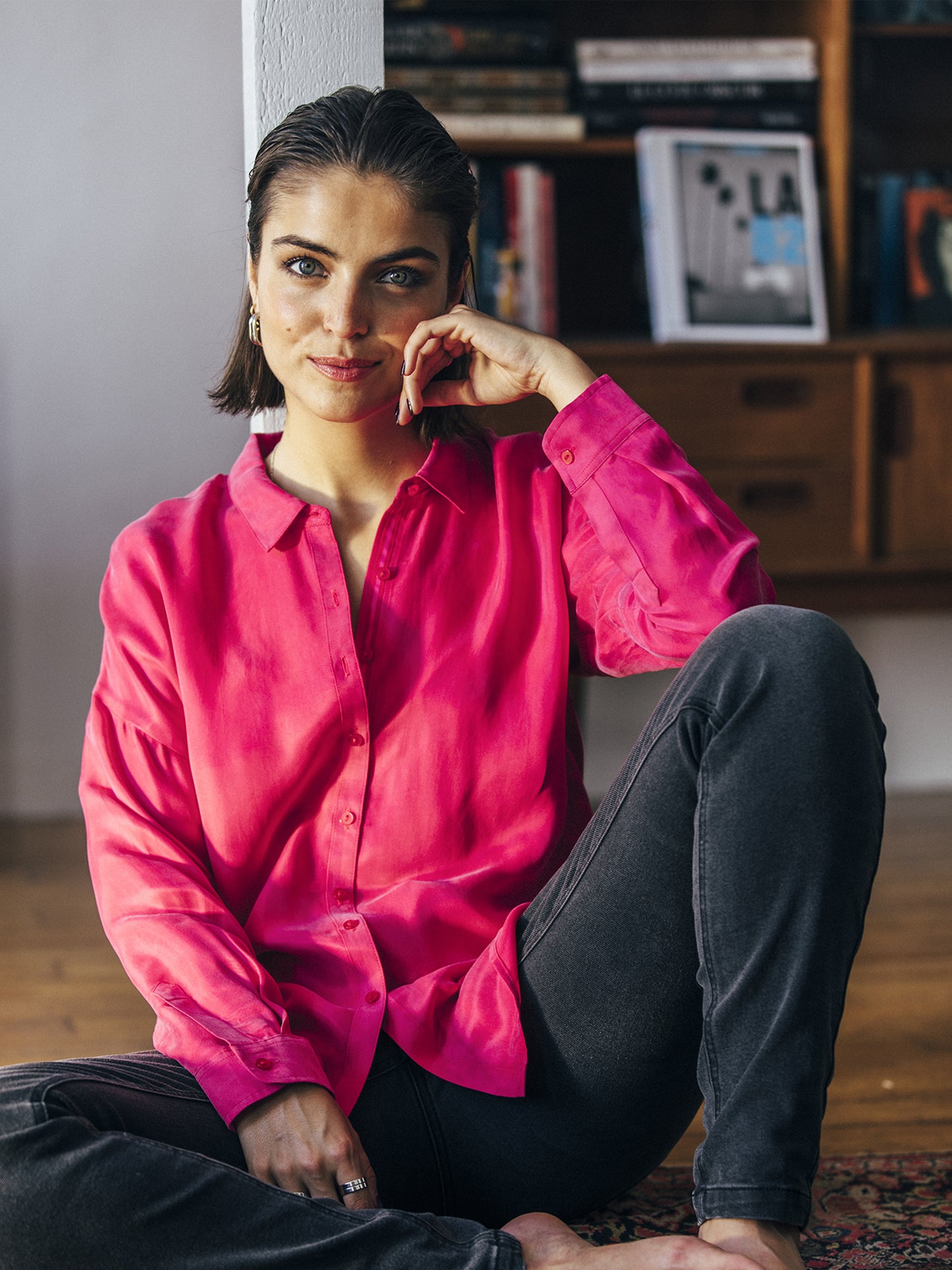 Cupro Blouse in Fuchsia