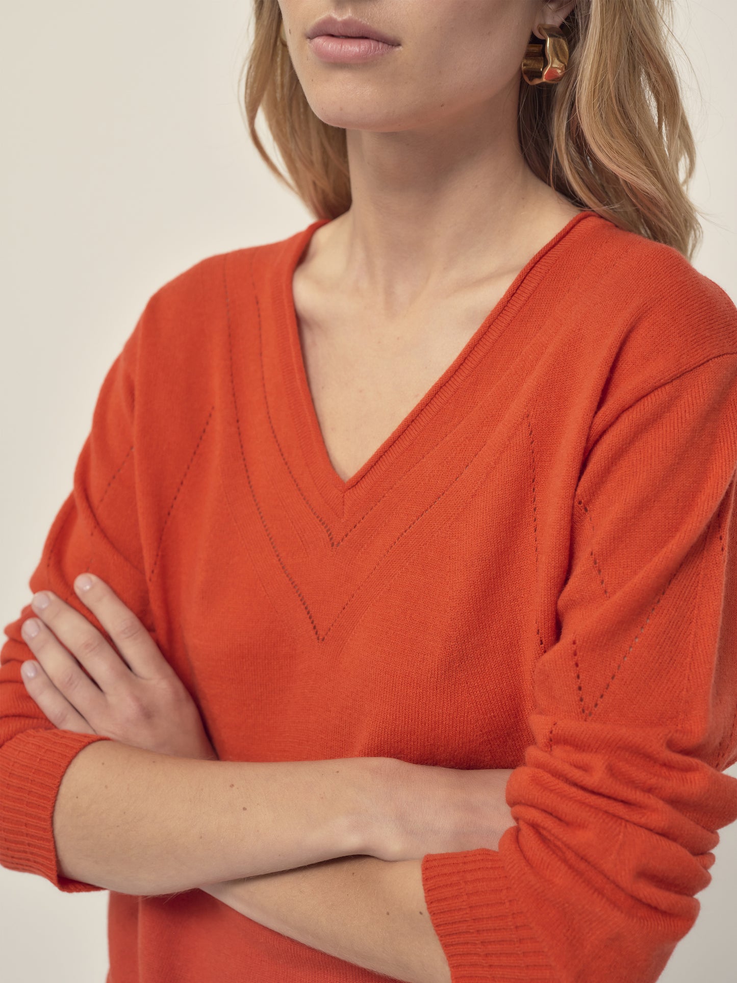 Fancy Mix Stitch Jumper in poppy red