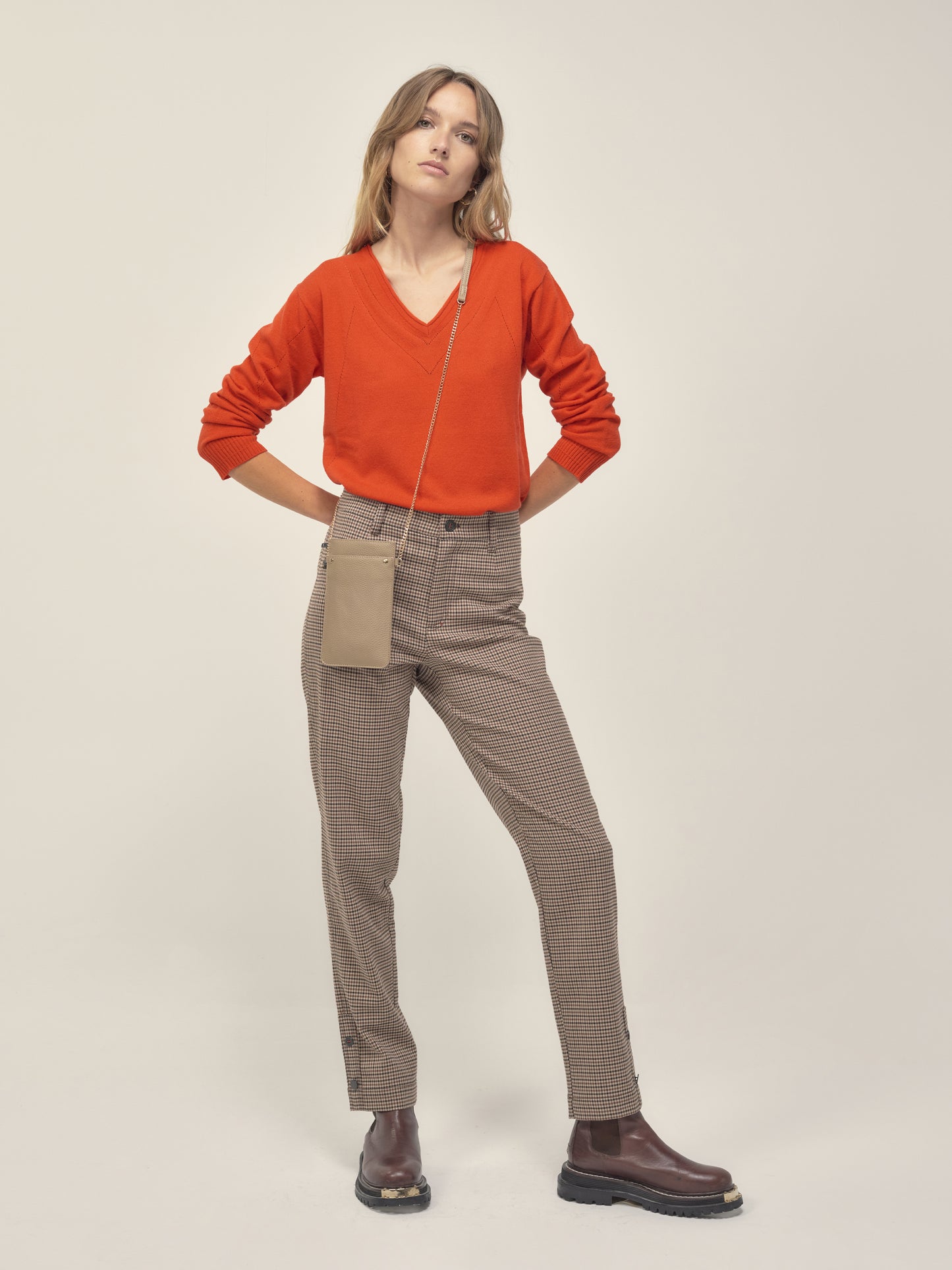 Fancy Mix Stitch Jumper in poppy red