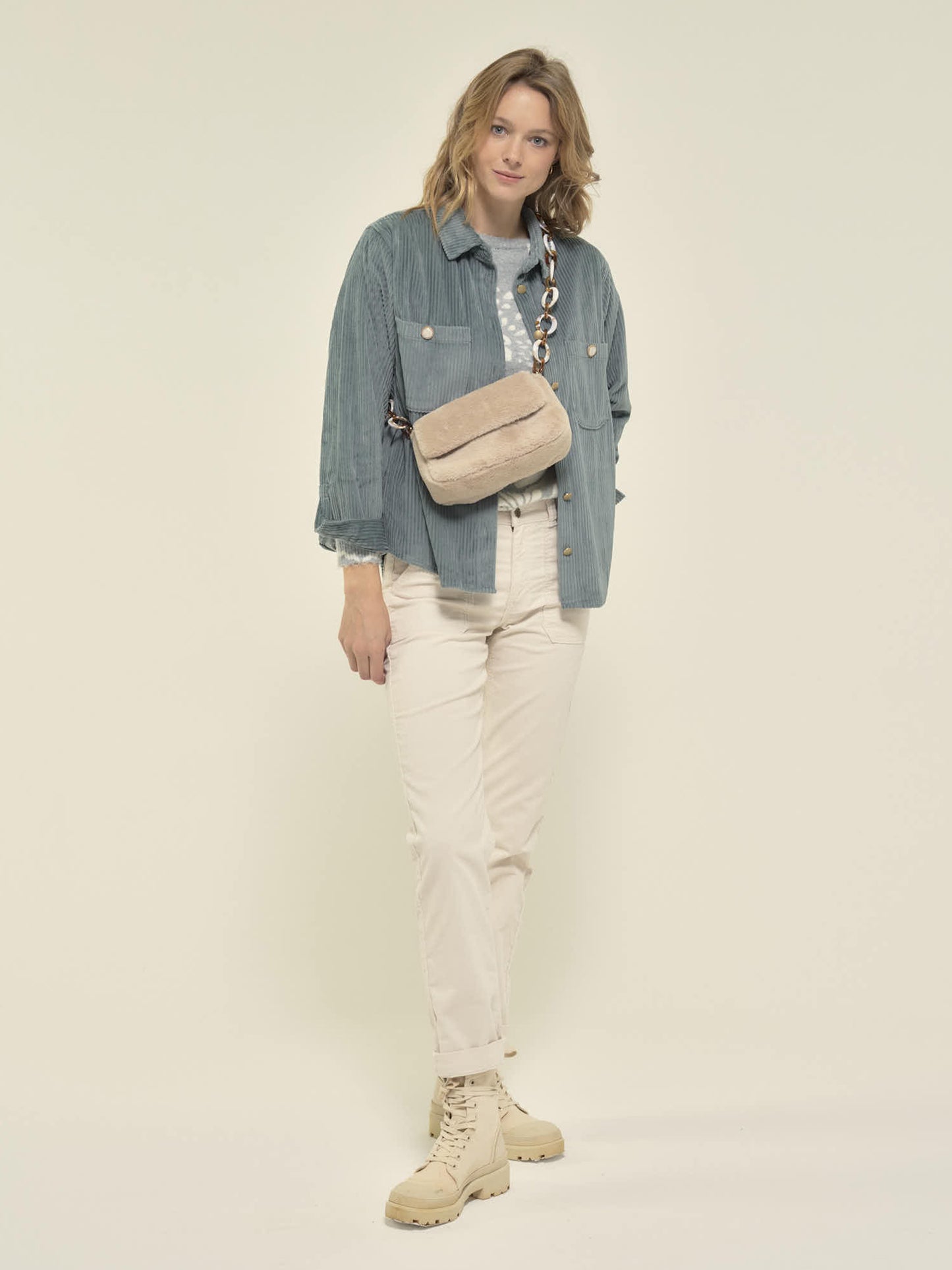 Faux Fur Bag in Ecru