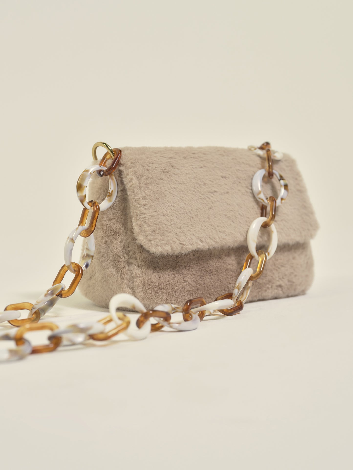 Faux Fur Bag in Ecru