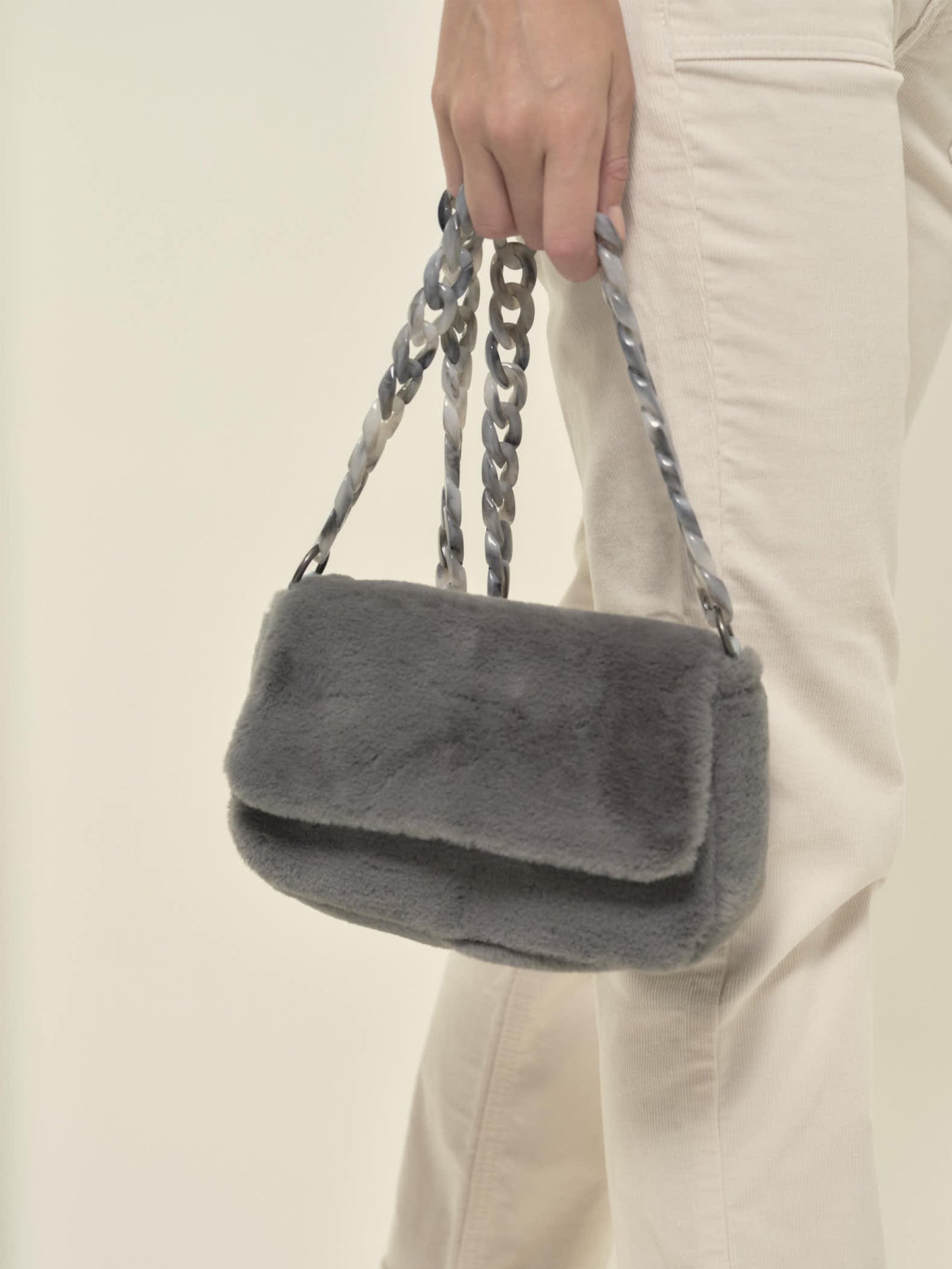 Faux Fur Bag in Grey