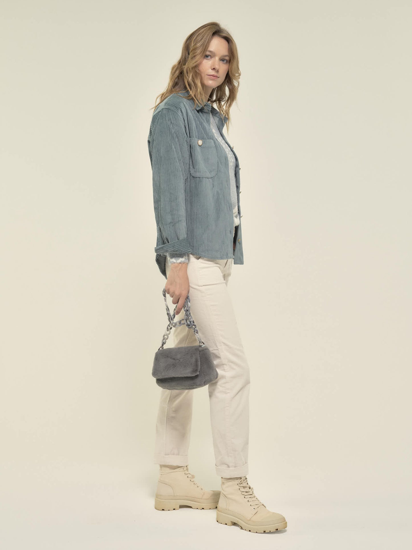 Faux Fur Bag in Grey