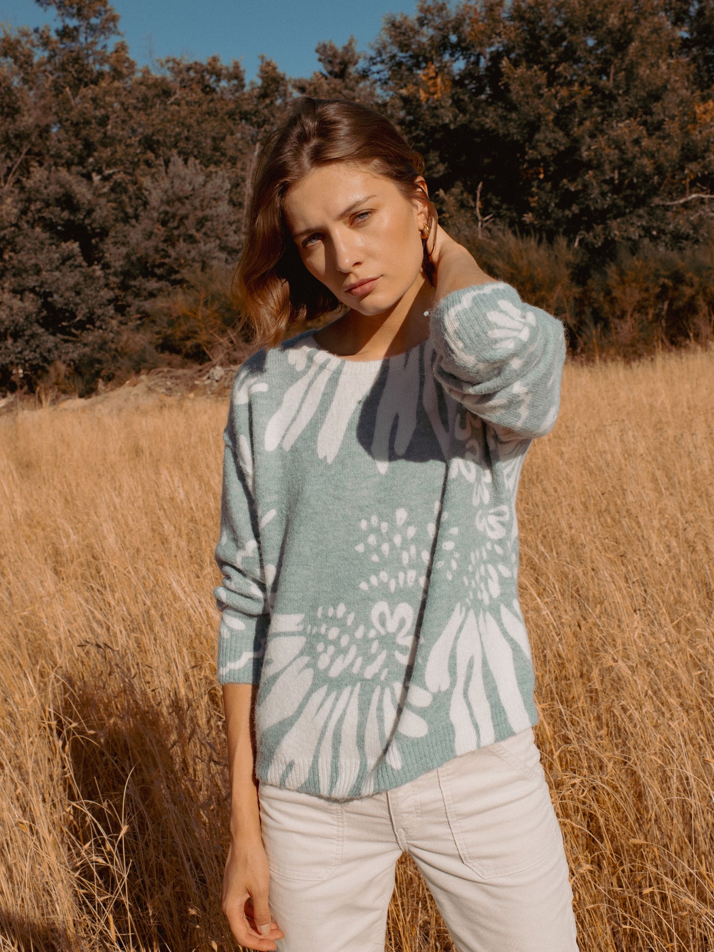 Flowers Jumper in Celadon
