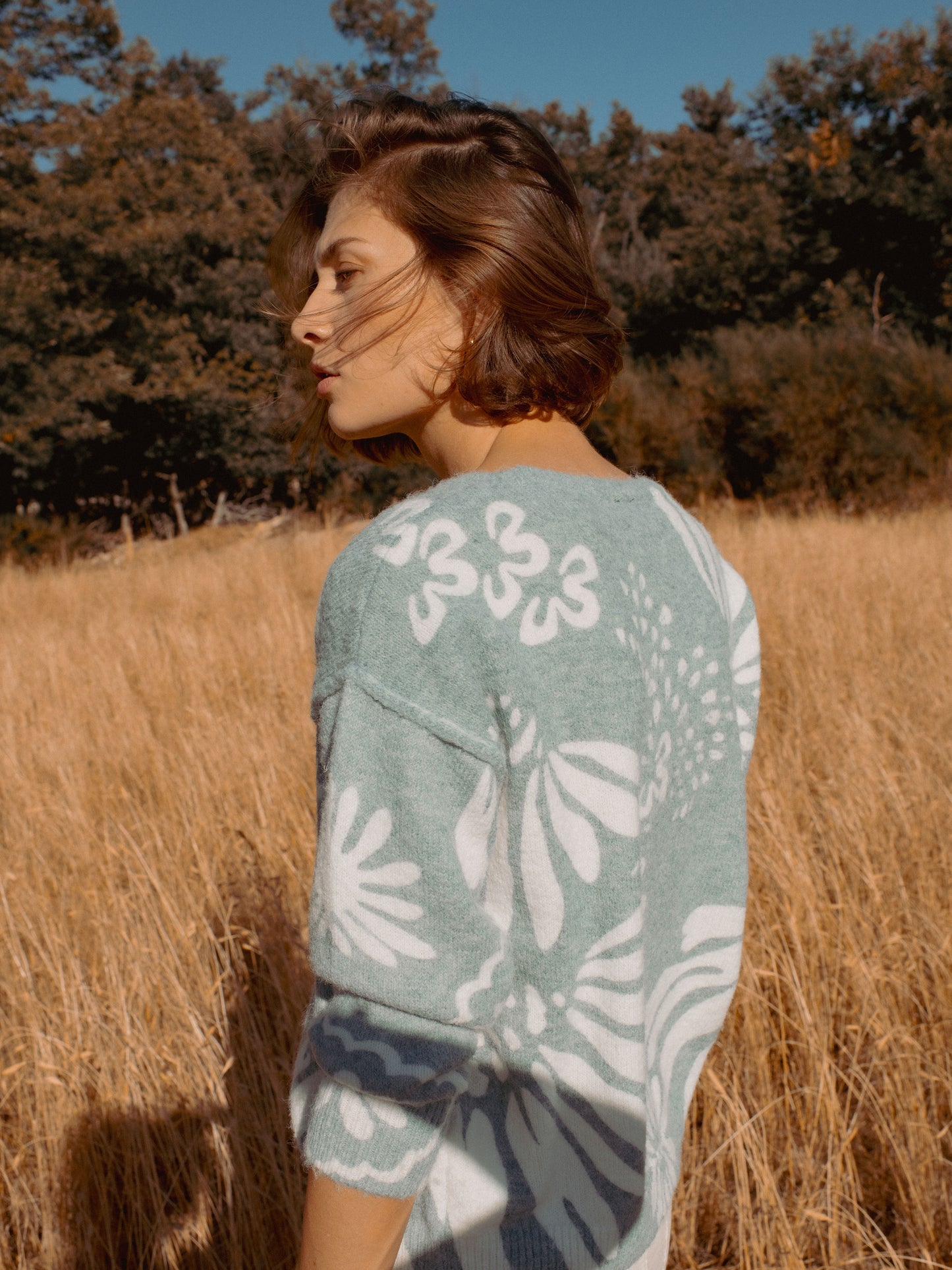 Flowers Jumper in Celadon