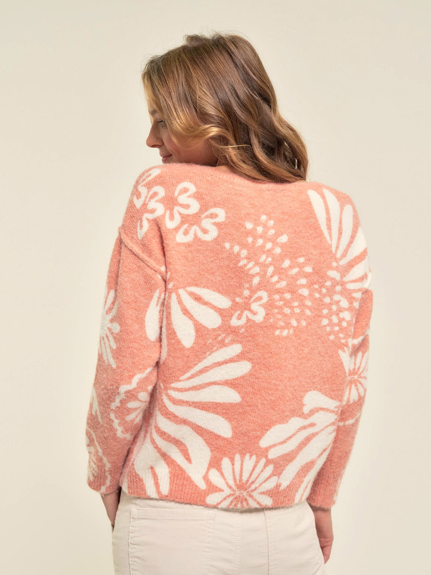 Flowers Jumper in Pink Grapefruit