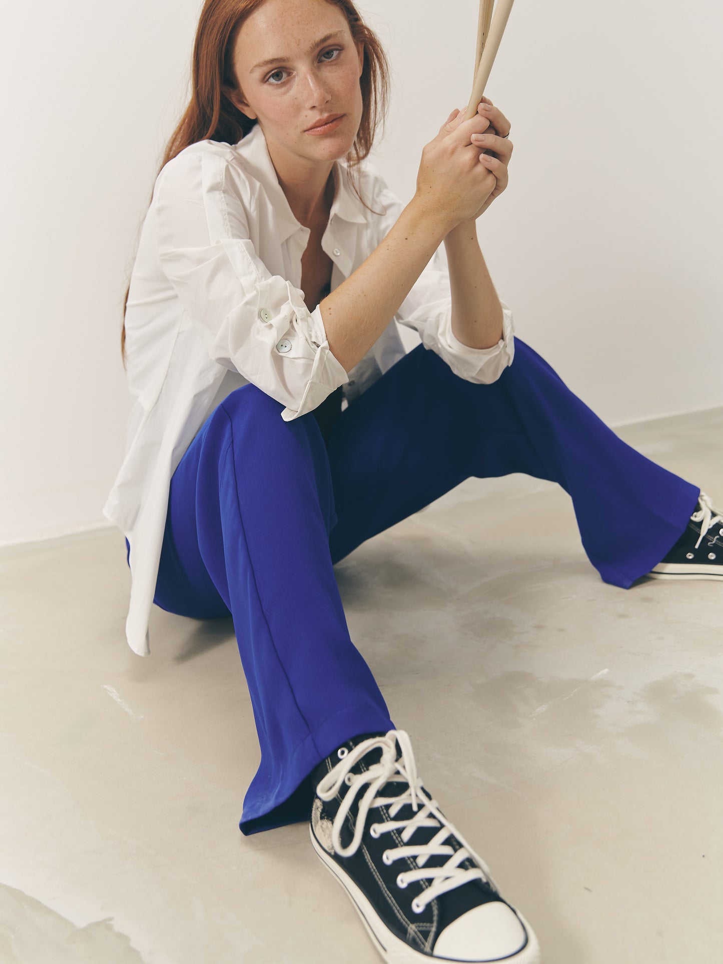 Wide Leg Blue Floaty Trousers