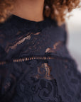Long Sleeved Lace T-Shirt in Black T2