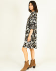 Mixed Print Dress in Black Size 12, 14