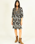 Mixed Print Dress in Black Size 12, 14