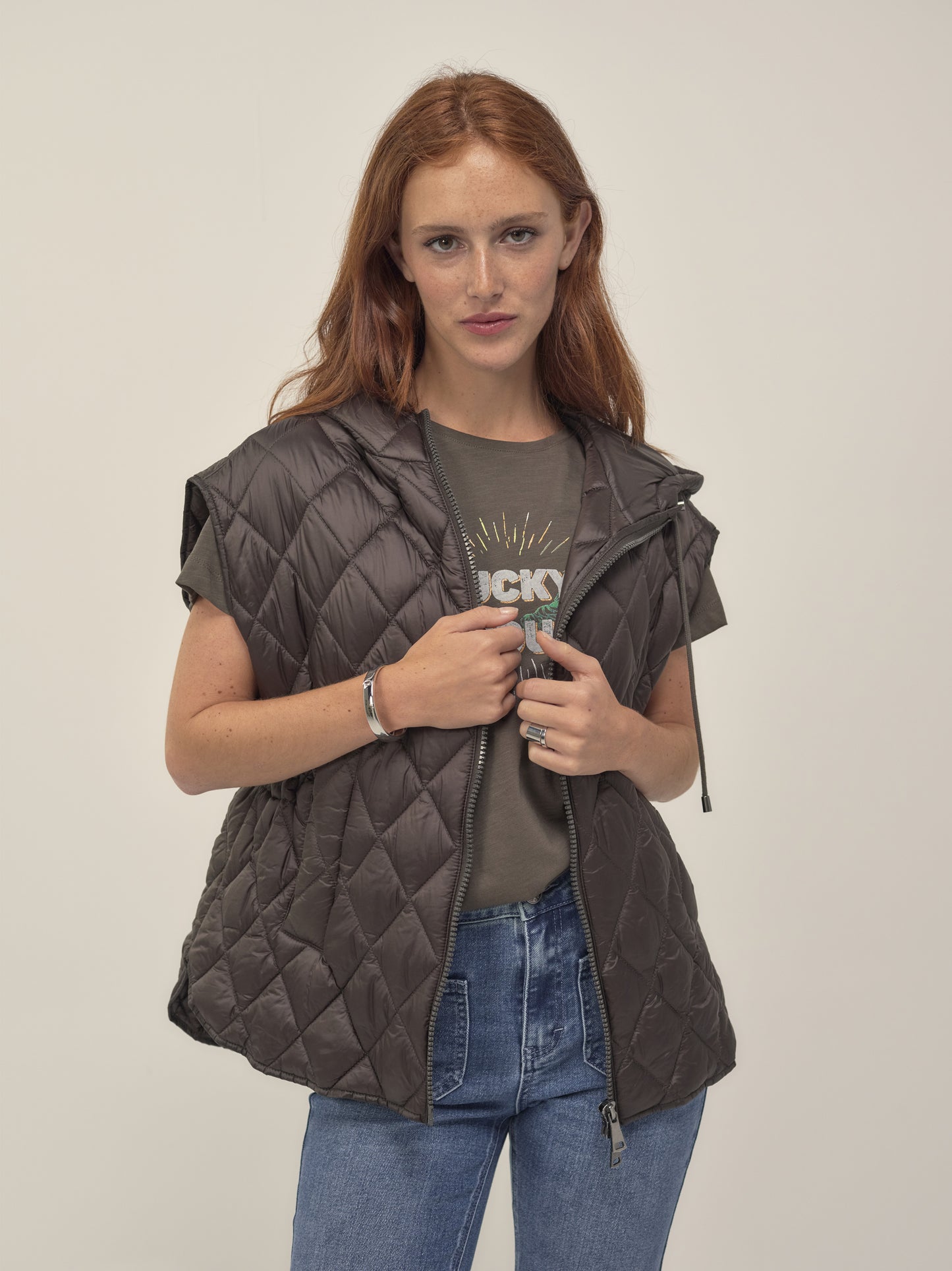 Padded Gilet in Khaki