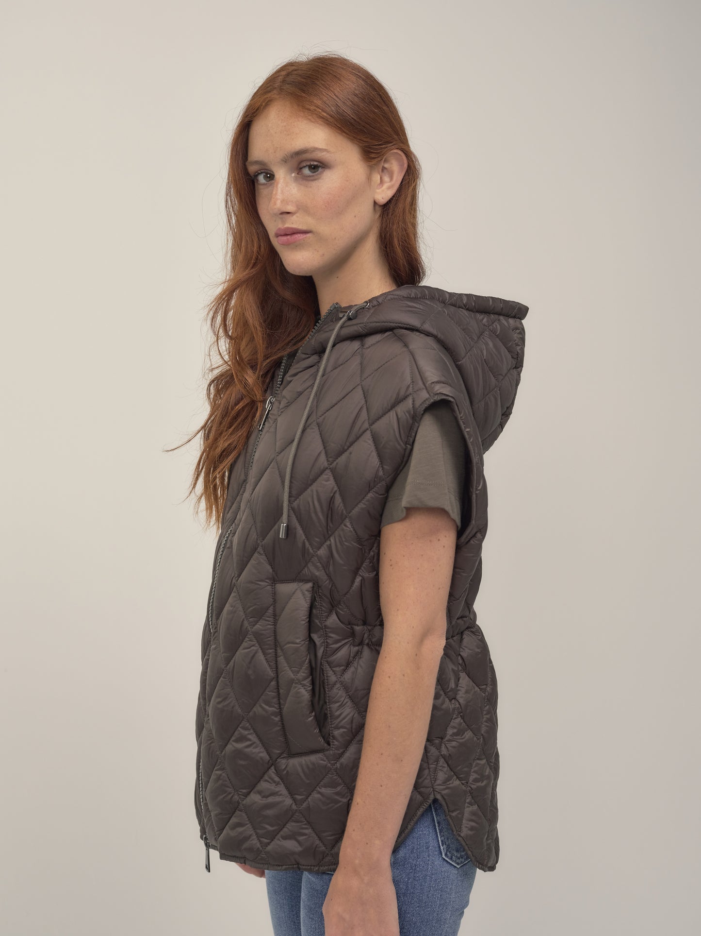 Padded Gilet in Khaki