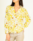 Pastel Print Blouse in Yellow Size T1