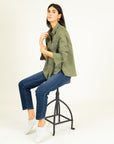 Pocket Shirt with Removeable Brooch in Khaki Size 14