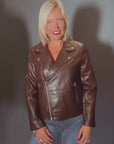 Biker Jacket in Chocolate Brown