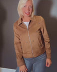 Studded Suede Jacket in Camel