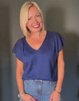 Lurex Short Sleeved Top in Indian Ink