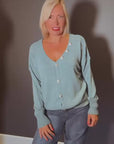 Reversible Wool Blend Cardigan in Celadon