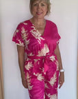 Printed Jumpsuit in Fuchsia