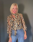 Printed Loose Blouse in Peacock