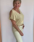 Short Sleeve Jumper in Champagne or Fuschia Pink