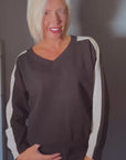 Contrast Stripe Jumper in Black