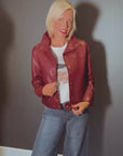 Faux Leather Jacket in Bordeaux