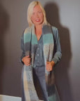 Checked Scarf in Turquoise