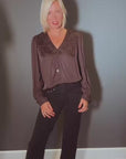 JANE Studded Flare Jeans in Black