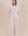 Drawstring Corduroy Trousers in Latte