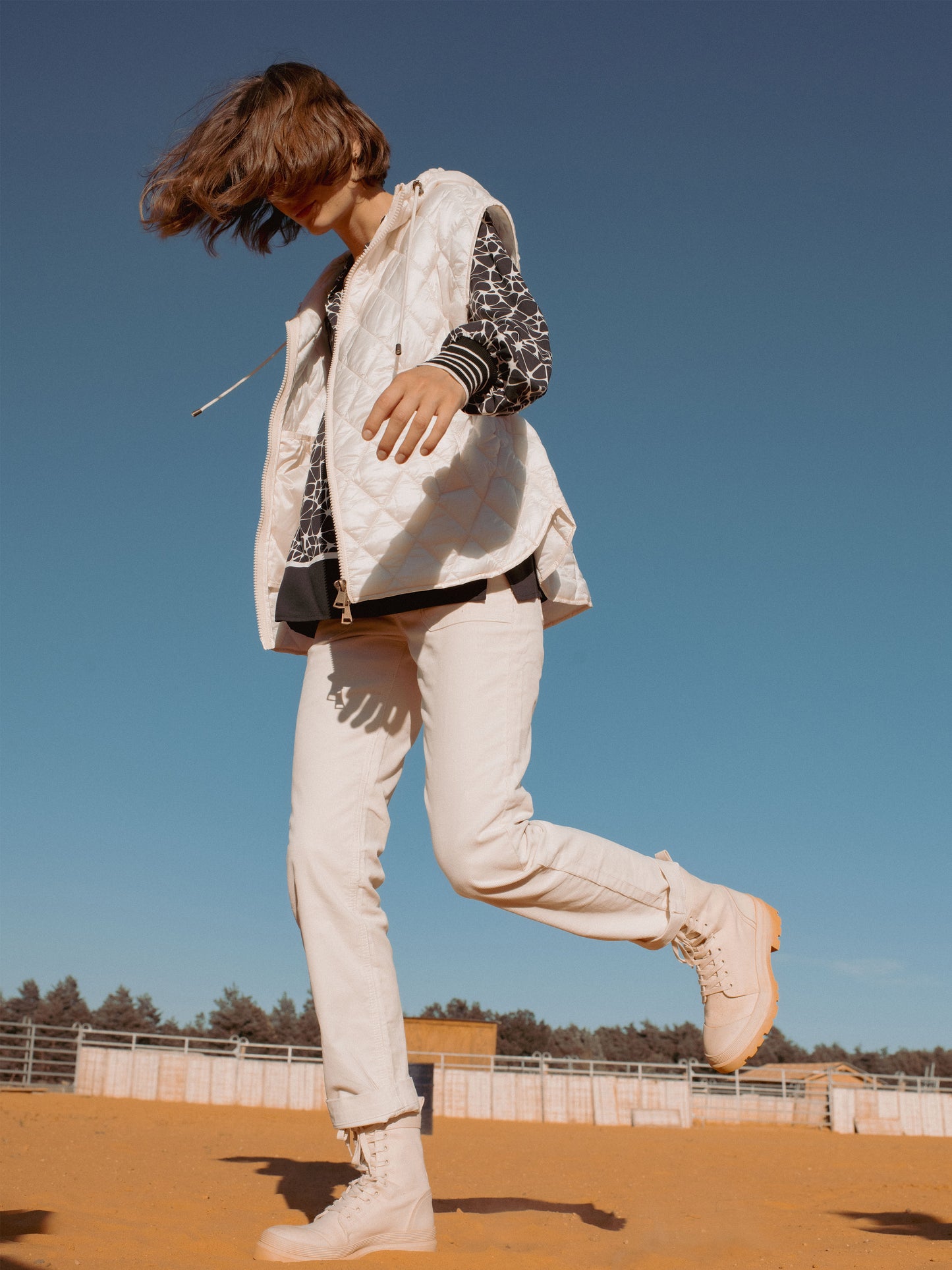 Printed Blouse with Floaty Edge in Slate