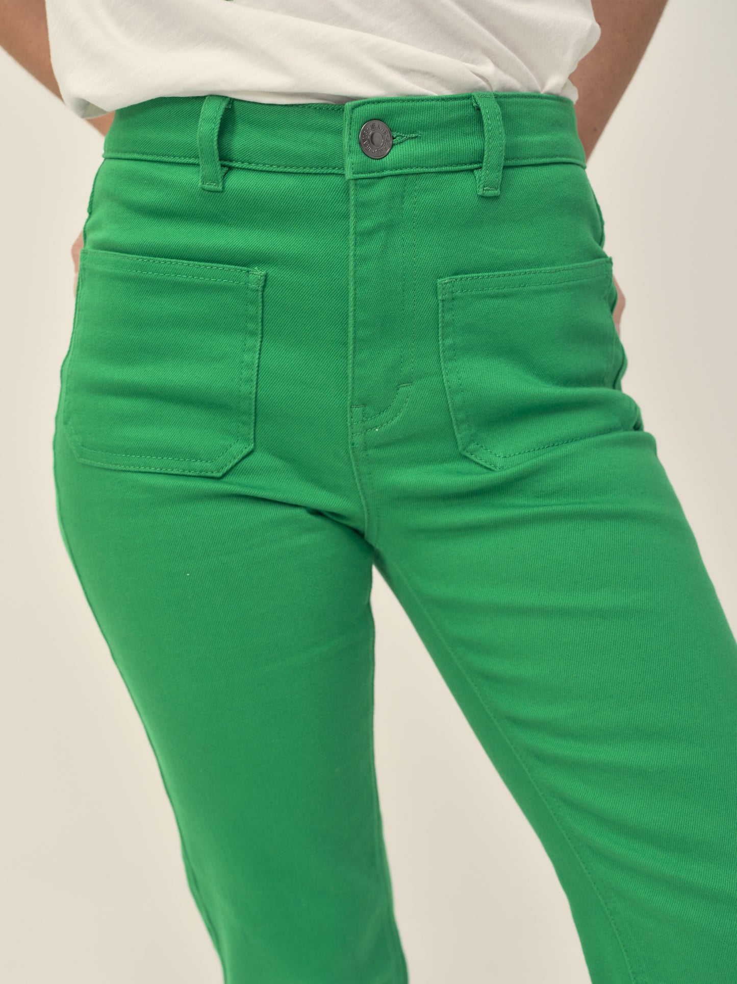 Romy Green Jeans with Patch Pockets