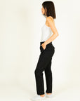 Sporty Chic Striped Trousers in Black Size 8,