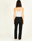 Sporty Chic Striped Trousers in Black Size 8,