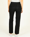 Sporty Chic Striped Trousers in Black Size 8,