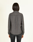 Tencel Shirt with Jewelled Detail in Grey Denim Size 12