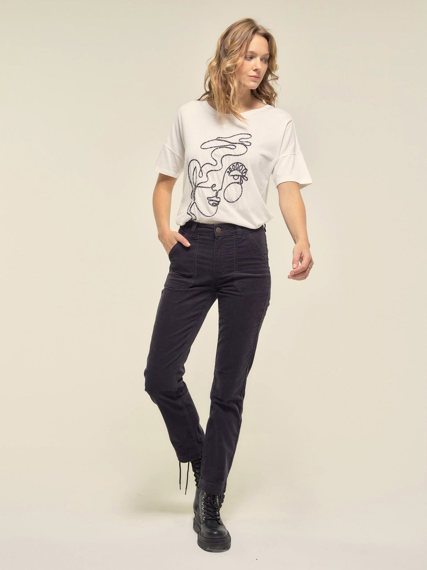 Velvet Fine Cord Trousers in Slate