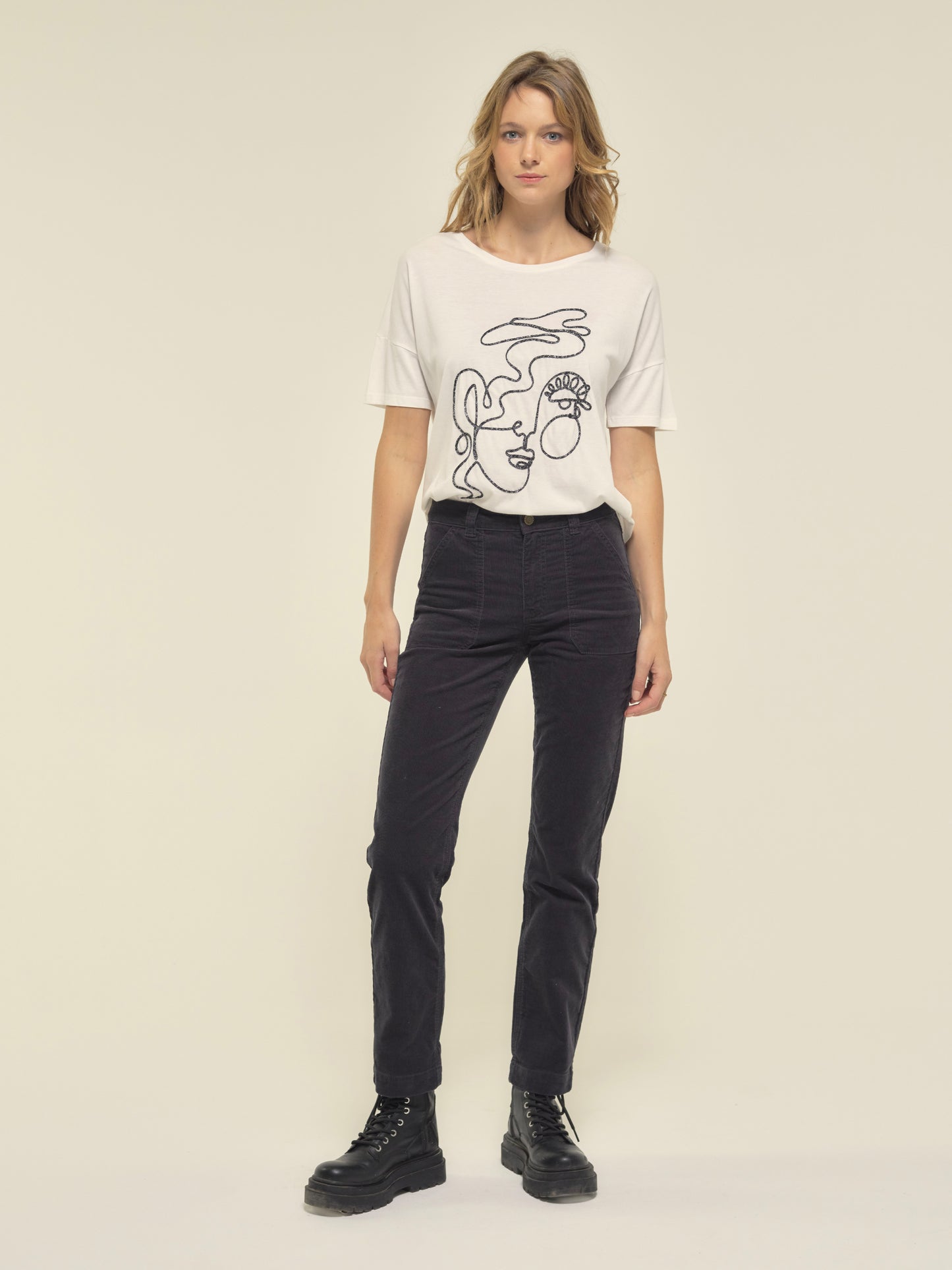 Velvet Fine Cord Trousers in Slate