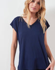 V-Neck T-Shirt - Marine Blue