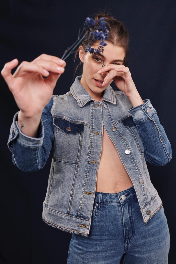 Printed Detail Jean Jacket