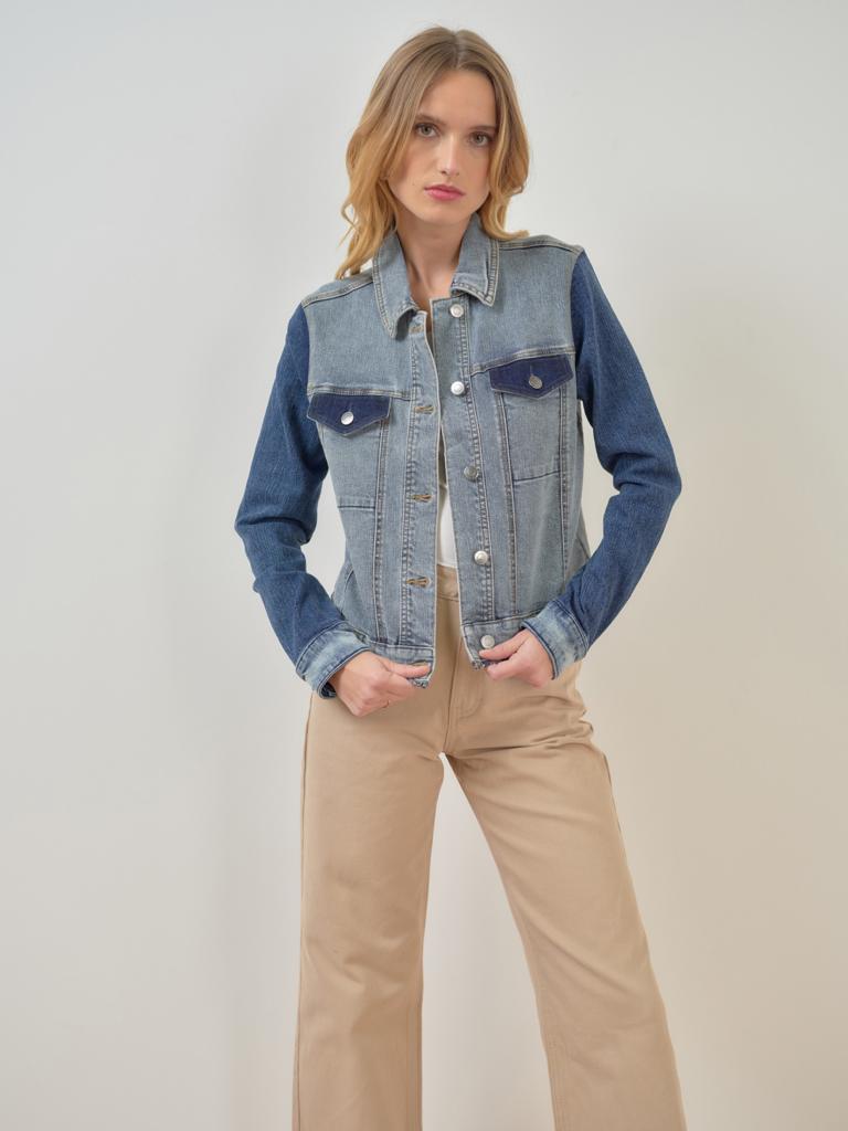 Printed Detail Jean Jacket