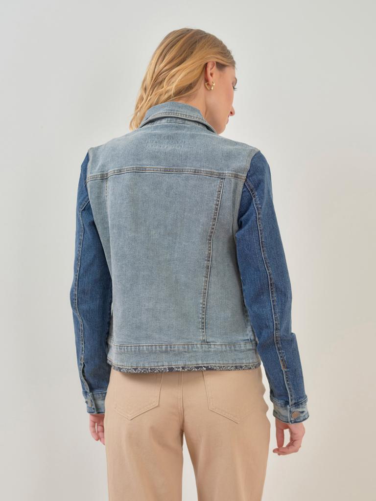 Printed Detail Jean Jacket