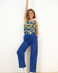 Wide leg linen trousers Blue Size 6