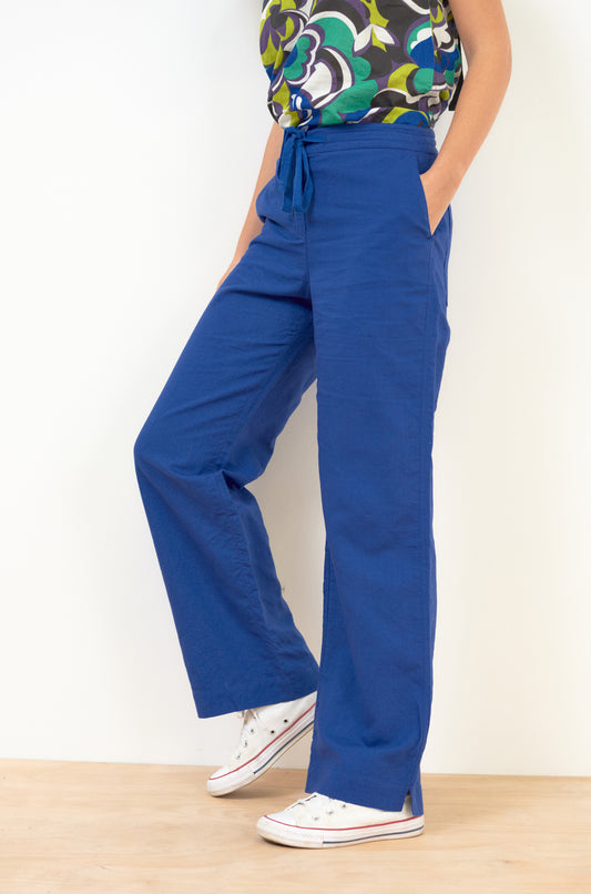 Stock 223 Size 6 and 8 Wide leg linen trousers Blue