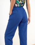 Wide leg linen trousers Blue Size 6