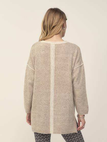 Jumper with contrast detail in Beige