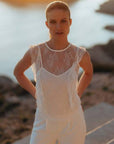 Lace Jumpsuit in Ecru Size 6