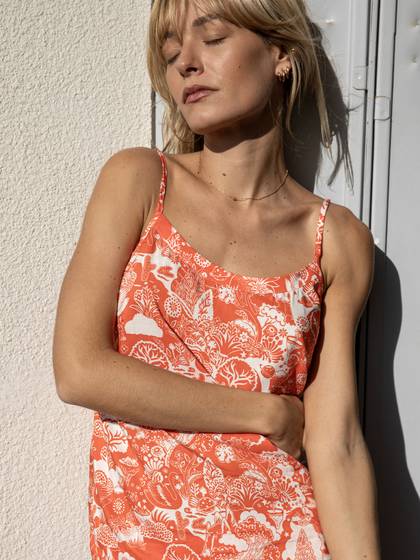 Nightime Camisole and Trouser Set in Tangerine