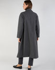 Long Double Breasted Coat in Grey T0