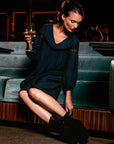 Jacquard Flared Dress in Storm Blue Size 12